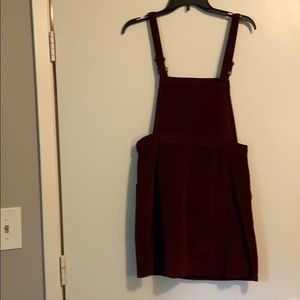 Maroon corduroy overall dress